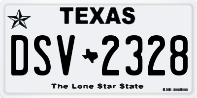 TX license plate DSV2328