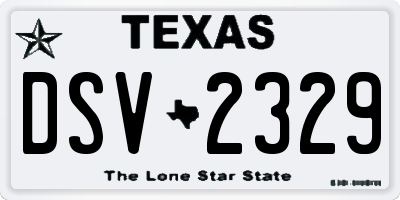 TX license plate DSV2329