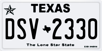 TX license plate DSV2330