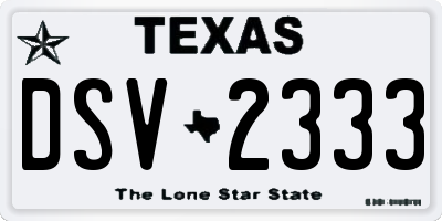 TX license plate DSV2333