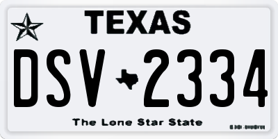TX license plate DSV2334