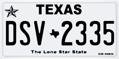 TX license plate DSV2335