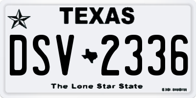 TX license plate DSV2336