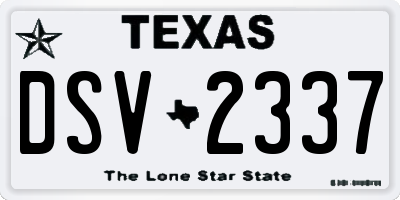 TX license plate DSV2337