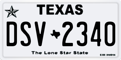 TX license plate DSV2340