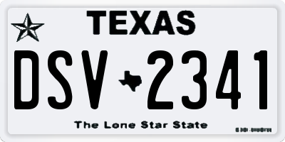 TX license plate DSV2341