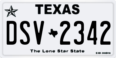 TX license plate DSV2342