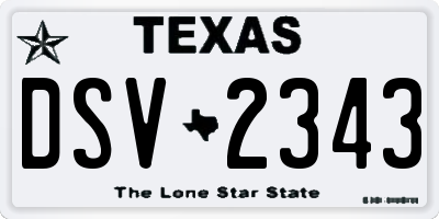 TX license plate DSV2343