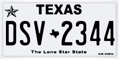 TX license plate DSV2344