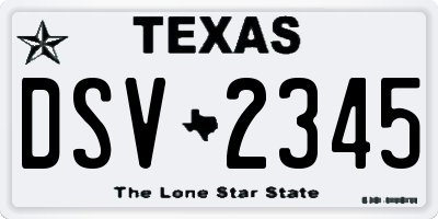 TX license plate DSV2345