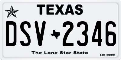 TX license plate DSV2346