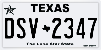 TX license plate DSV2347
