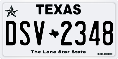TX license plate DSV2348