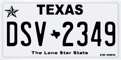 TX license plate DSV2349