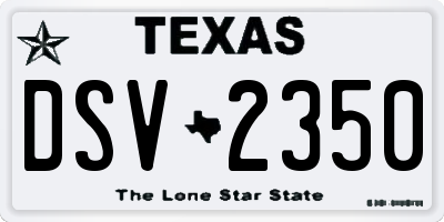 TX license plate DSV2350