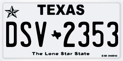 TX license plate DSV2353