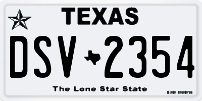 TX license plate DSV2354