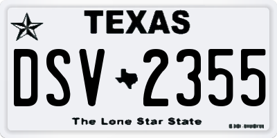 TX license plate DSV2355