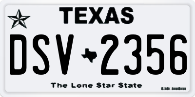 TX license plate DSV2356