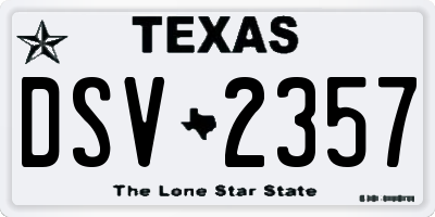 TX license plate DSV2357