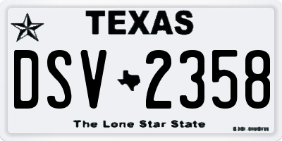 TX license plate DSV2358