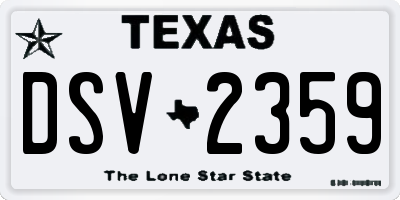 TX license plate DSV2359