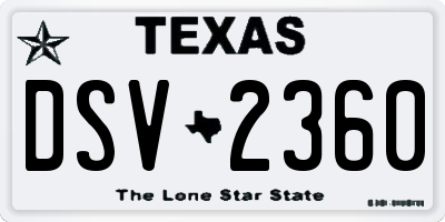 TX license plate DSV2360