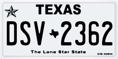 TX license plate DSV2362