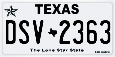 TX license plate DSV2363