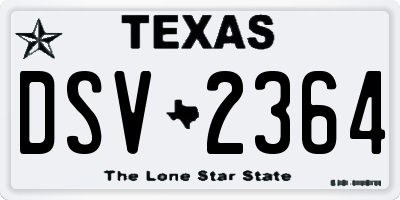 TX license plate DSV2364