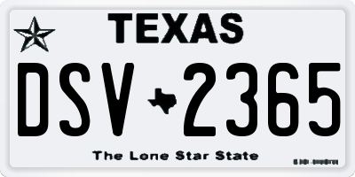 TX license plate DSV2365