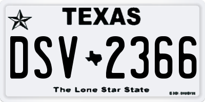 TX license plate DSV2366