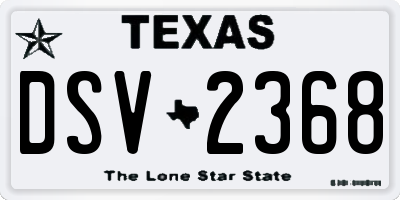 TX license plate DSV2368