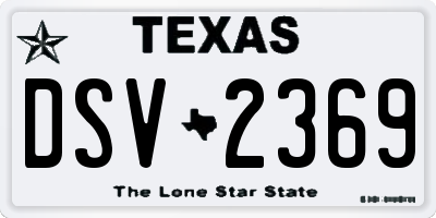 TX license plate DSV2369