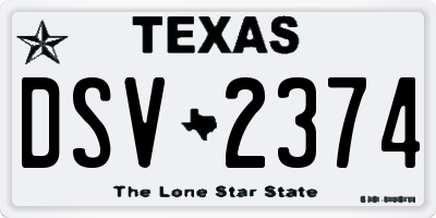 TX license plate DSV2374