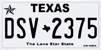 TX license plate DSV2375