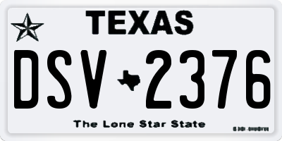 TX license plate DSV2376