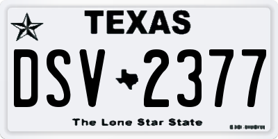 TX license plate DSV2377