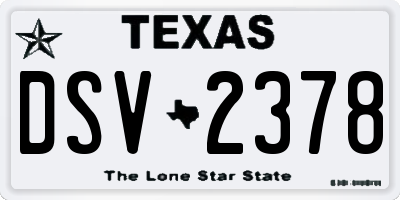 TX license plate DSV2378
