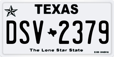 TX license plate DSV2379