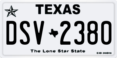 TX license plate DSV2380