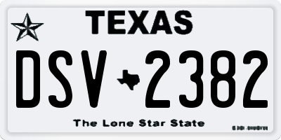 TX license plate DSV2382