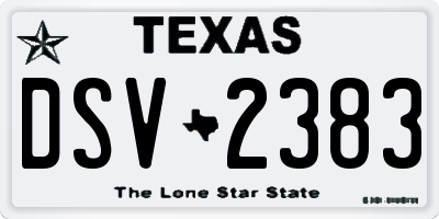 TX license plate DSV2383