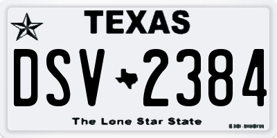 TX license plate DSV2384