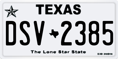 TX license plate DSV2385