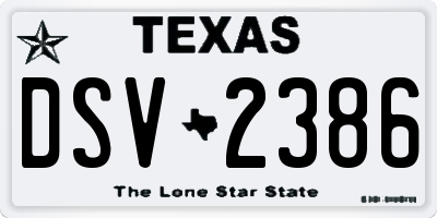 TX license plate DSV2386