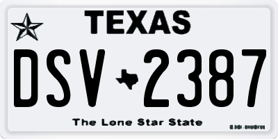 TX license plate DSV2387