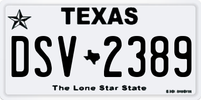 TX license plate DSV2389