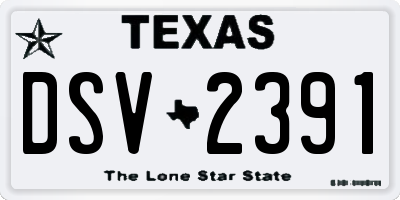TX license plate DSV2391