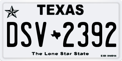TX license plate DSV2392